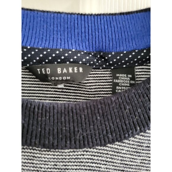 Ted Baker Mens Red Black Striped Sweater size XL Apres Ski designer Preppy - Picture 2 of 8